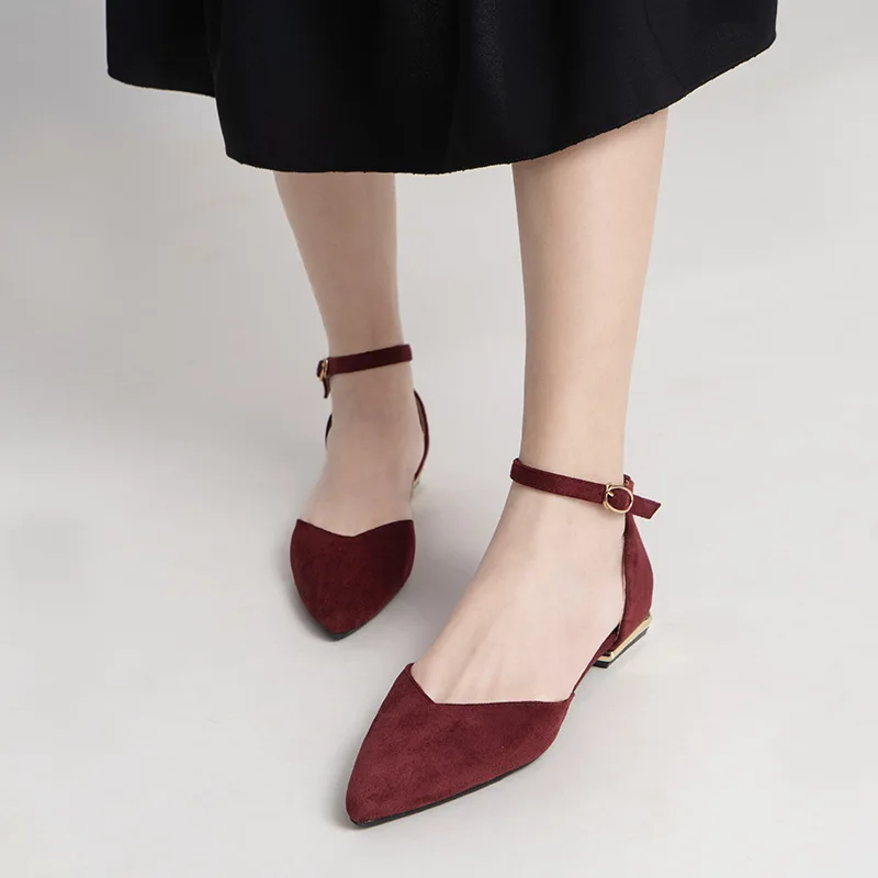 Low Heel Single Women Shoes Woman Spring Pumps Summer Pointed Hollow Sandals Word Belt Fairy Shoes Black Work Shoes Girl Shoes