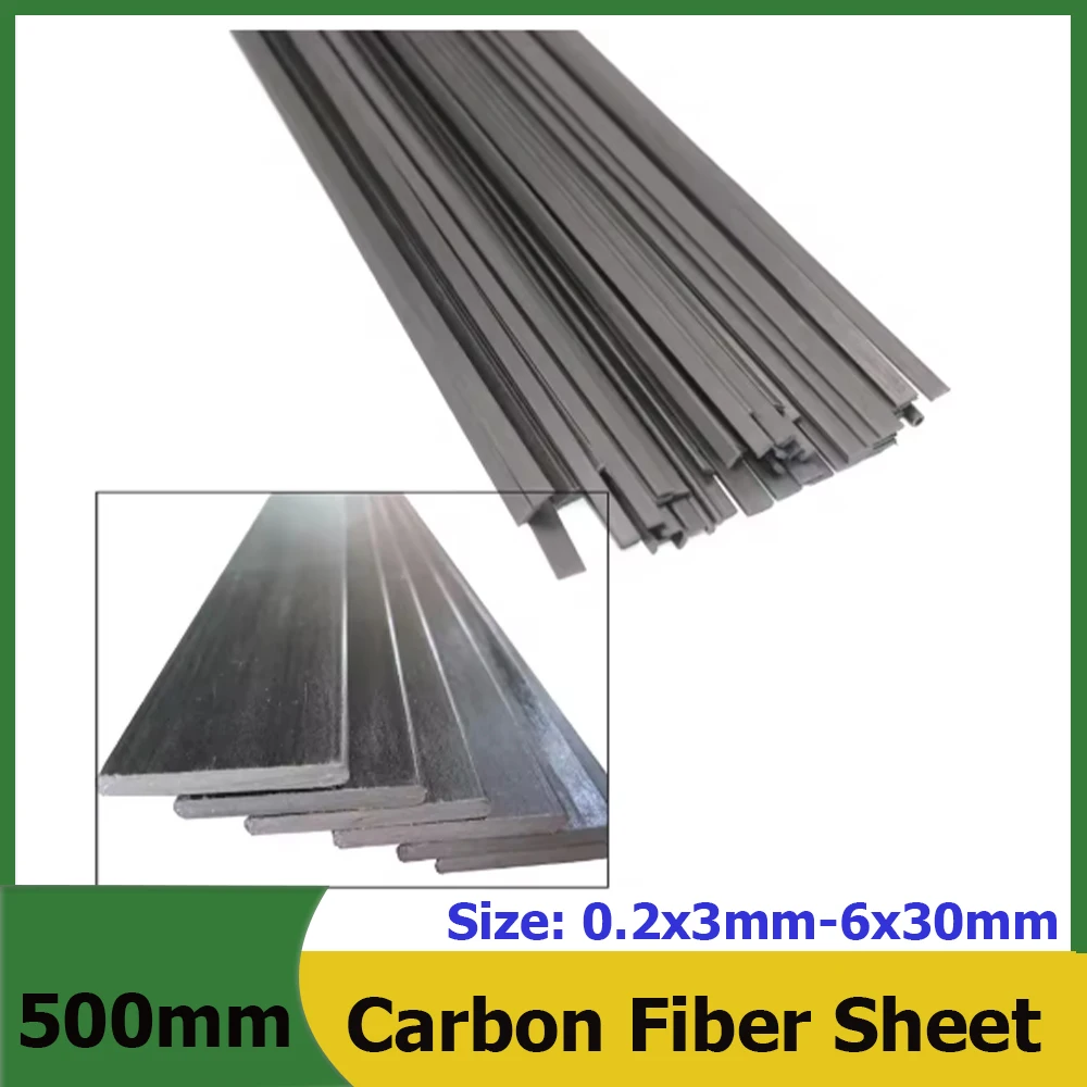 1-10 Pieces Of Carbon Fiber Board  Length 500mm  Thickness * Width 0.2x3mm-6x30mm  High-Strength And High-Density Aircraft Model