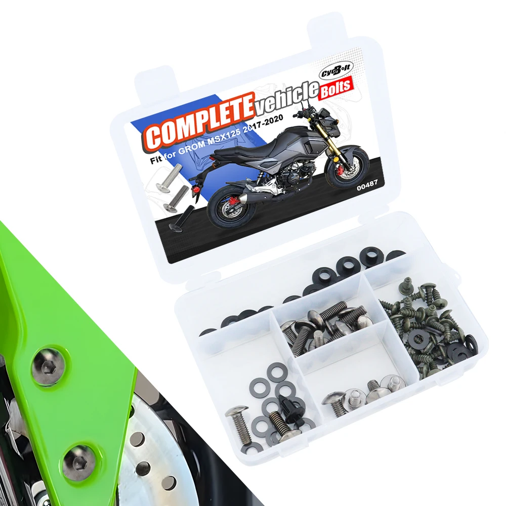 

Motorcycle Complete Full Fairing Bolts Kit Fit For Honda GROM MSX125 2017 2018 2019 2020 Fairing CIips Nuts Screws Grommet Steel