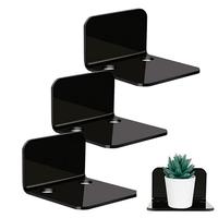 3pcs Small Floating Shelf Acrylic Hanging Shelves Wall Mounted Books Holder Bathroom Organizer Display Storage Rack For Home