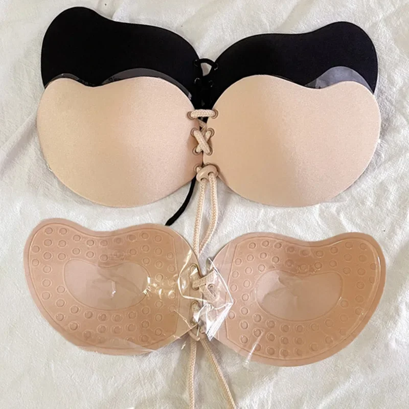 Adhesive Invisible Push Up Bra Backless Strapless Bras Silicone Sticky Seamless Front Closure Bralette Underwear Women Lingerie