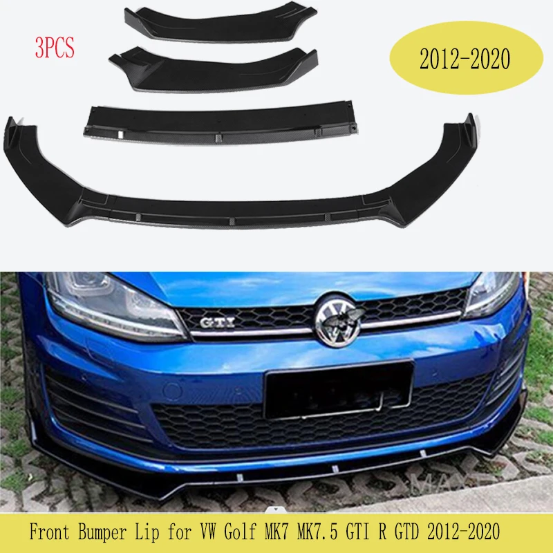 New 3 Pieces Car Front Bumper Splitter Lip Diffuser Spoiler Cover Guard for Volkswagen for VW Golf MK7 MK7.5 GTI R GTD 2012-2020