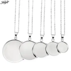 3pcs/lot 14/18/20/25/30mm Stainless Steel Pendant Cabochon Base + 50cm Stainless Chain Necklace For DIY Jewelry Making Accessory