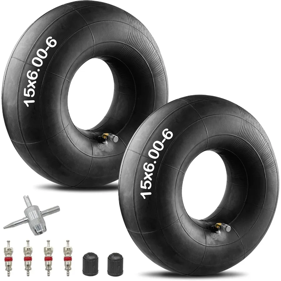

Heavy Duty 15x6.006 Inner Tube Replacement 6.00 6.506 Lawn Mower Tire Tube with TR87 Bent Valve Stem for Snow Blower Yard Tract