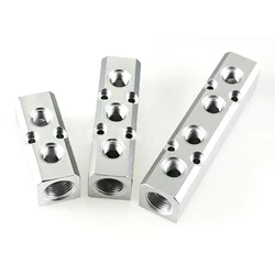 High Quality PT Thread Port 2 3 4 5 6 Way Pneumatic Quick Connector Air Hose Aluminum Manifold Block Splitter Connector Fittings