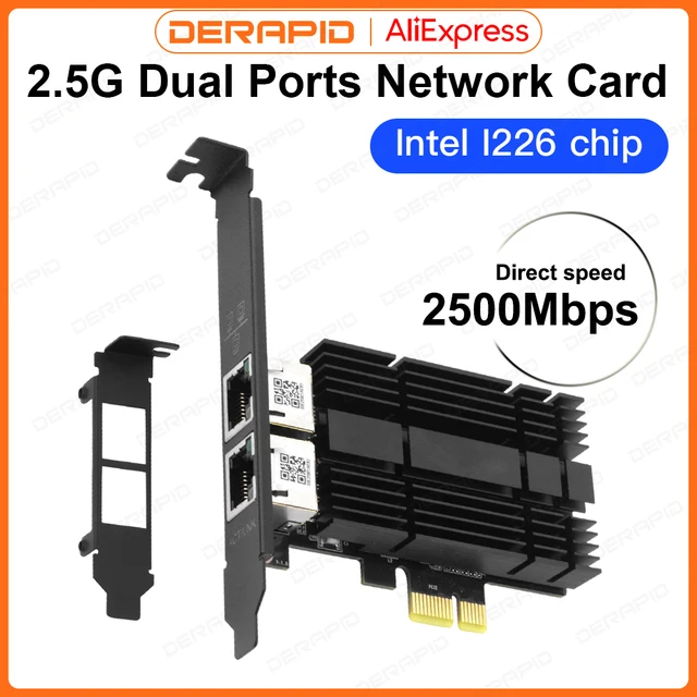 Karta sieciowa 2500Mbps PCIe do RJ45 Intel I226 2.5G Gigabit Ethernet Jedno/Dwupoortowa Karta Sieciowa 100/1000/2500Mbps do Komputera Stacjonarnego