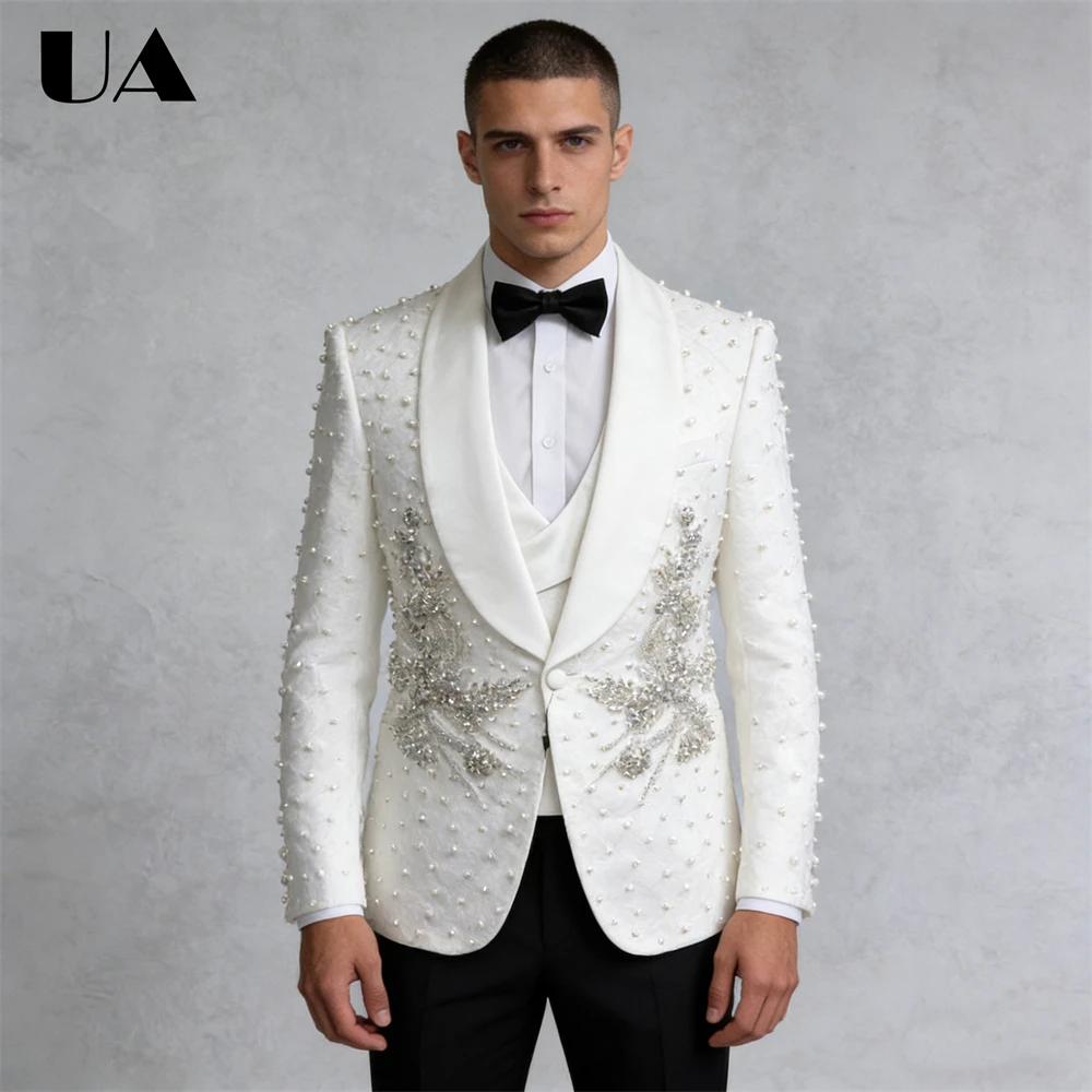 

Brand Selection Men's Luxury Suit Set (Jacket Vest Pants) Wedding Suit for Groom Party Prom Suit Attire XS-3XL Shawl Neck Tuxedo