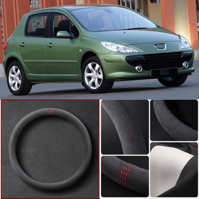 

Alcantara Anti-Slip Black Suede Leather Car Universal Steering Wheel Cover For Peugeot 307 Car Accessories