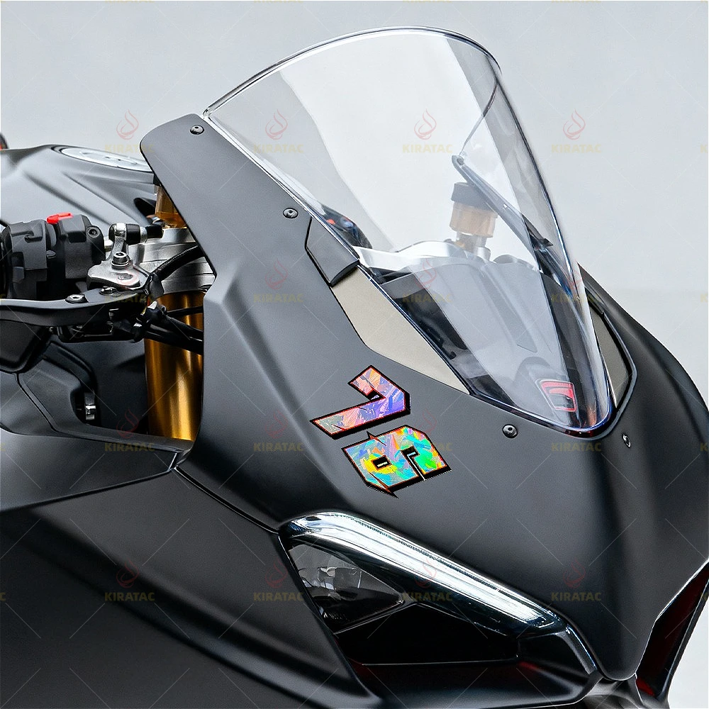 2pc Holographic Carbon Effect Motorcycle Number Stickers for DIY Racing Fairing Fuel Tank Helmet Scooter Waterproof Vinyl Decals