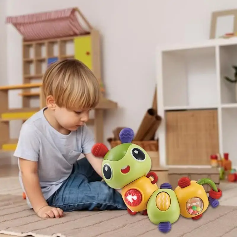 A5yc som e luz lagartas jogo para crianças girando envolvente brinquedo sensorial educacional infantil brinquedo berçário