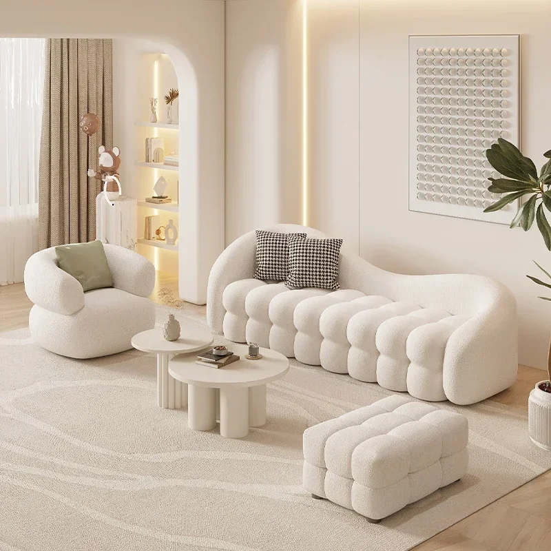 Cozy Modern Sofa Chair Soft Nordic Simple White Reading Plush Puffs Sofa Love Seat Designer Divani Da Soggiorno Furniture Couch