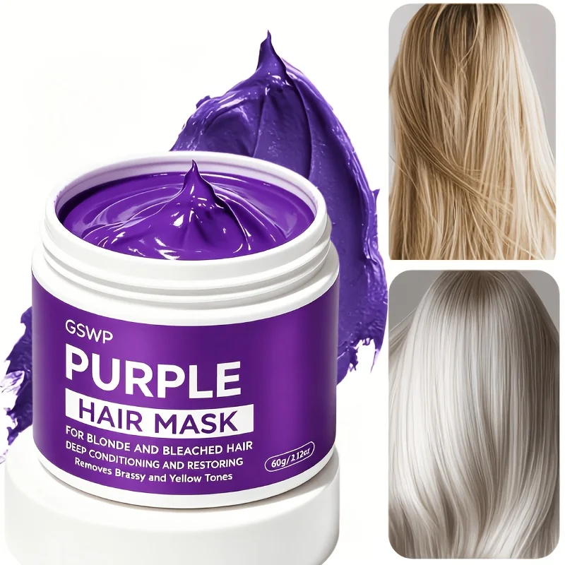 GSWP Purple Hair Mask Anti-Brassiness Shampoo,Deeply Condition, Detangles, Hydrates And Moisturizes,Smooth Hair Care.60/120g