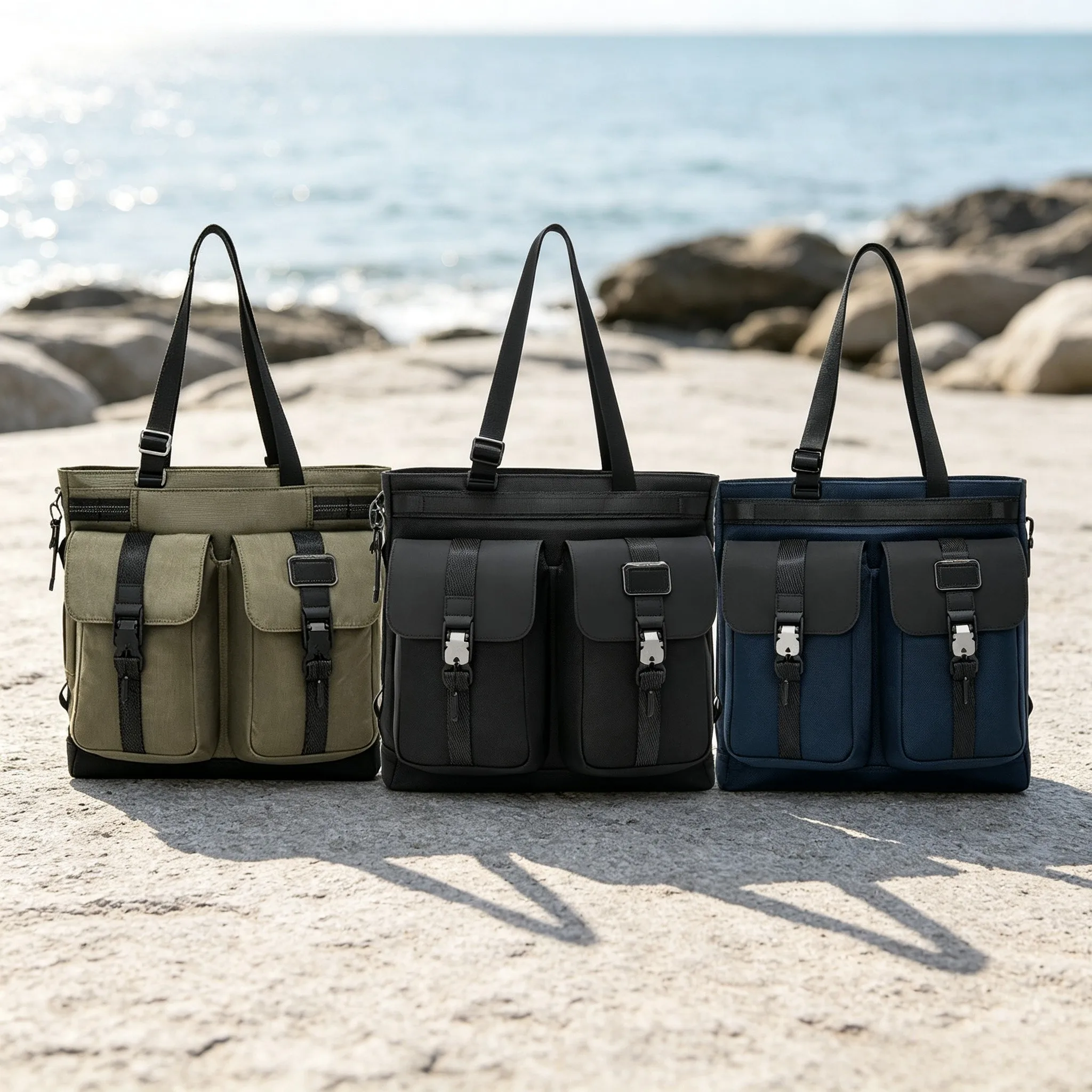 Men Ballistic Nylon Tote Bag Minimal Business Commute Daily Casual Single Shoulder Crossbody Bag