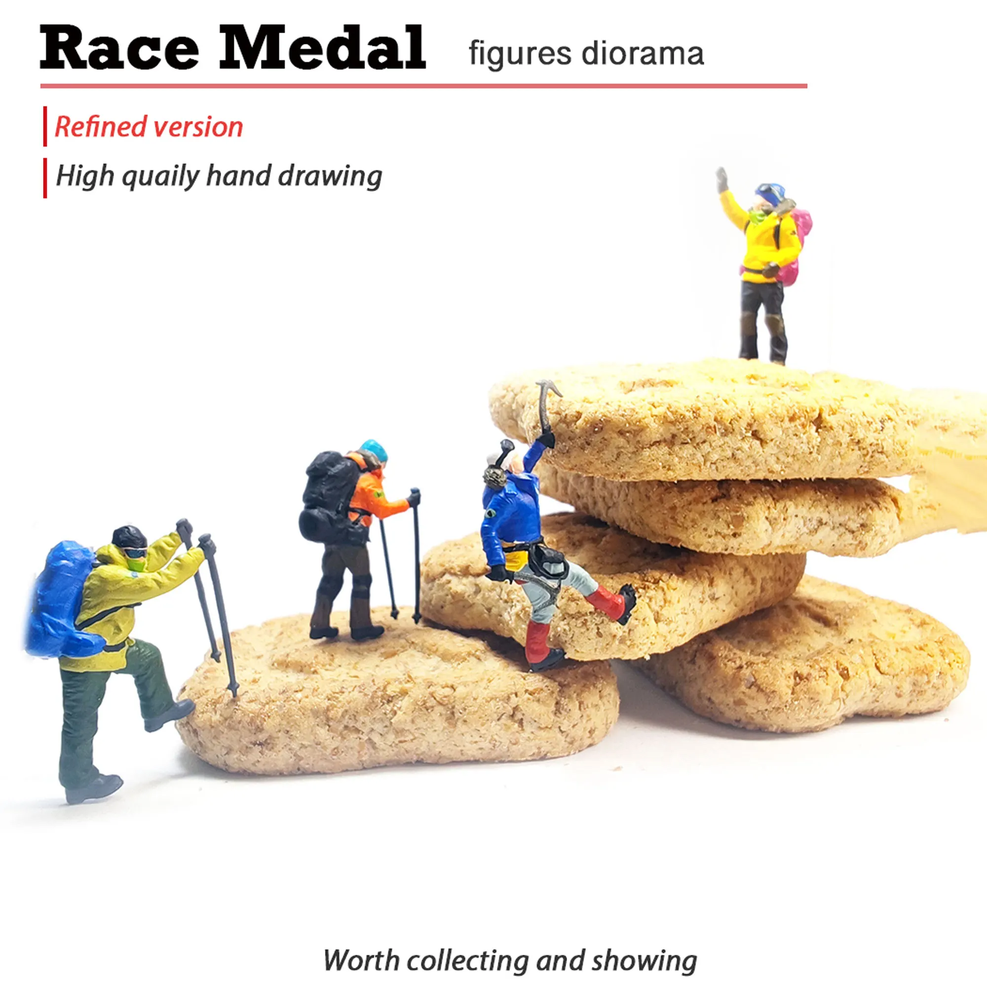 RACE MEDAL1:87, походы, скалолазание, снежные горы, серия food play 1/64, миниатюрная микро-shot prop, мужская модель