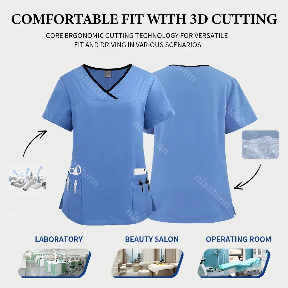 Hospital Clinical Tops and Pants High Quality Surgical Uniforms Women Beauty Salon Spa Sets Medical Nursing Scrub Uniforms Women