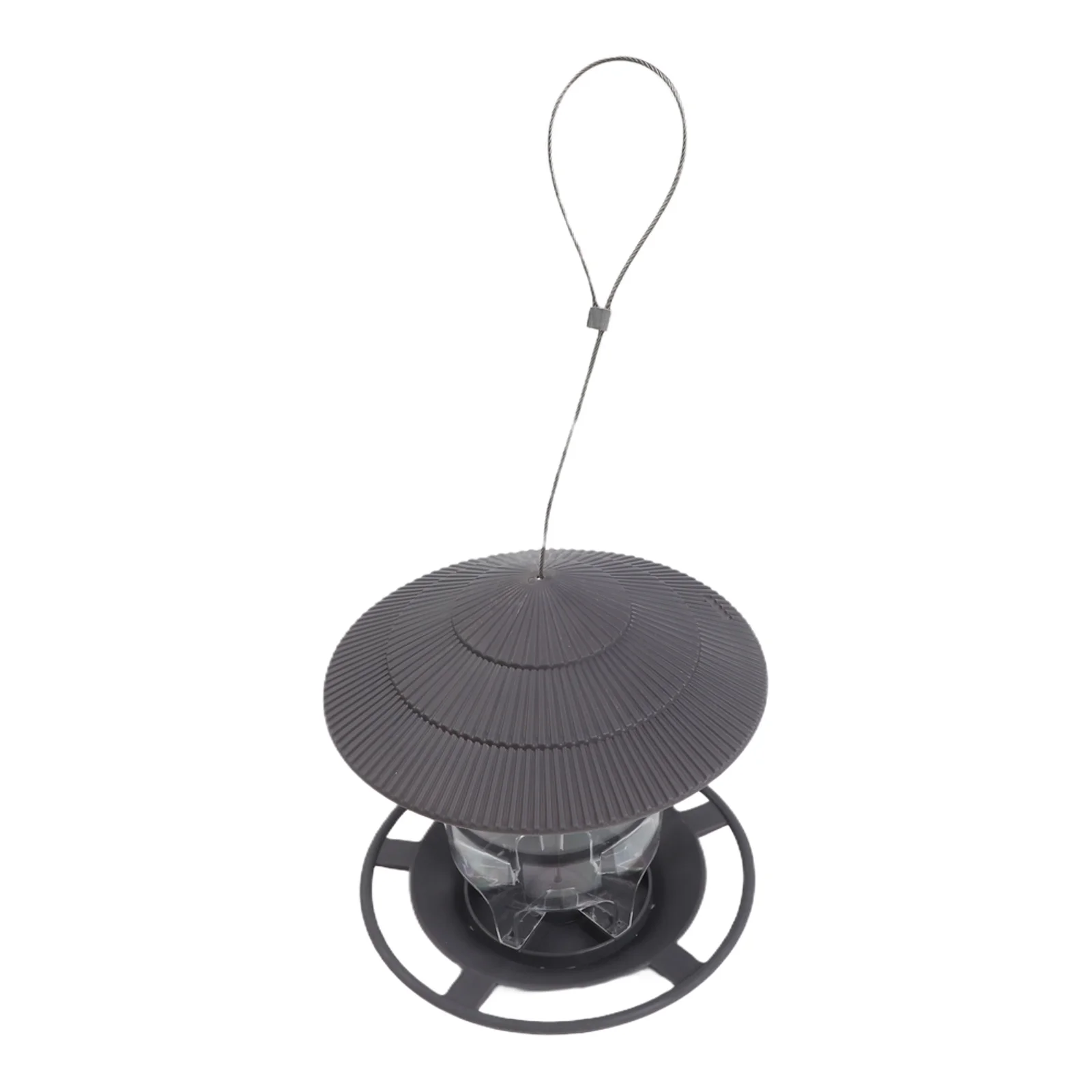Outdoor Hanging Bird Feeder House with Weatherproof Plastic Body Round Design Crumb Tray and Transparent Center