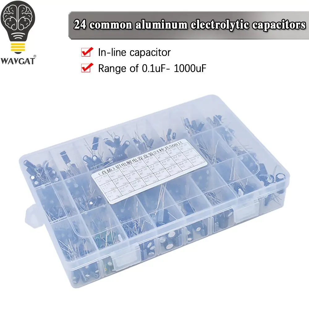 valores 24 pecas lote 01uf1000uf aluminio capacitores eletroliticos 1650v mix kit sortido capacitor eletrolitico e caixa de armazenamento 500 01