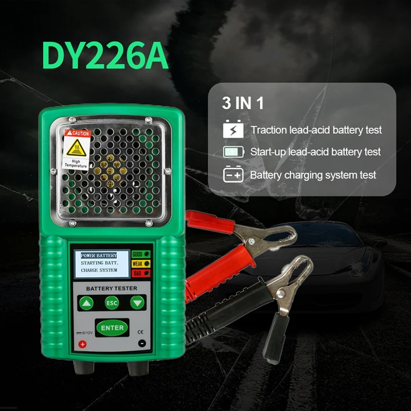 DY226A 3 In 1 Car Battery Tester, Traction DC Auto Power Load Starting Charge CCA Test With Storage Capacity Led Display