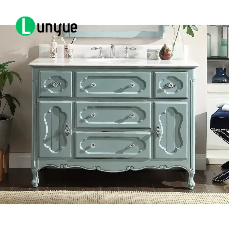 48 Inch Solid Birch Wood Floor to Ceiling Bathroom Vanity Cabinet Modern Luxury Storage Locker Eco Friendly Furniture for