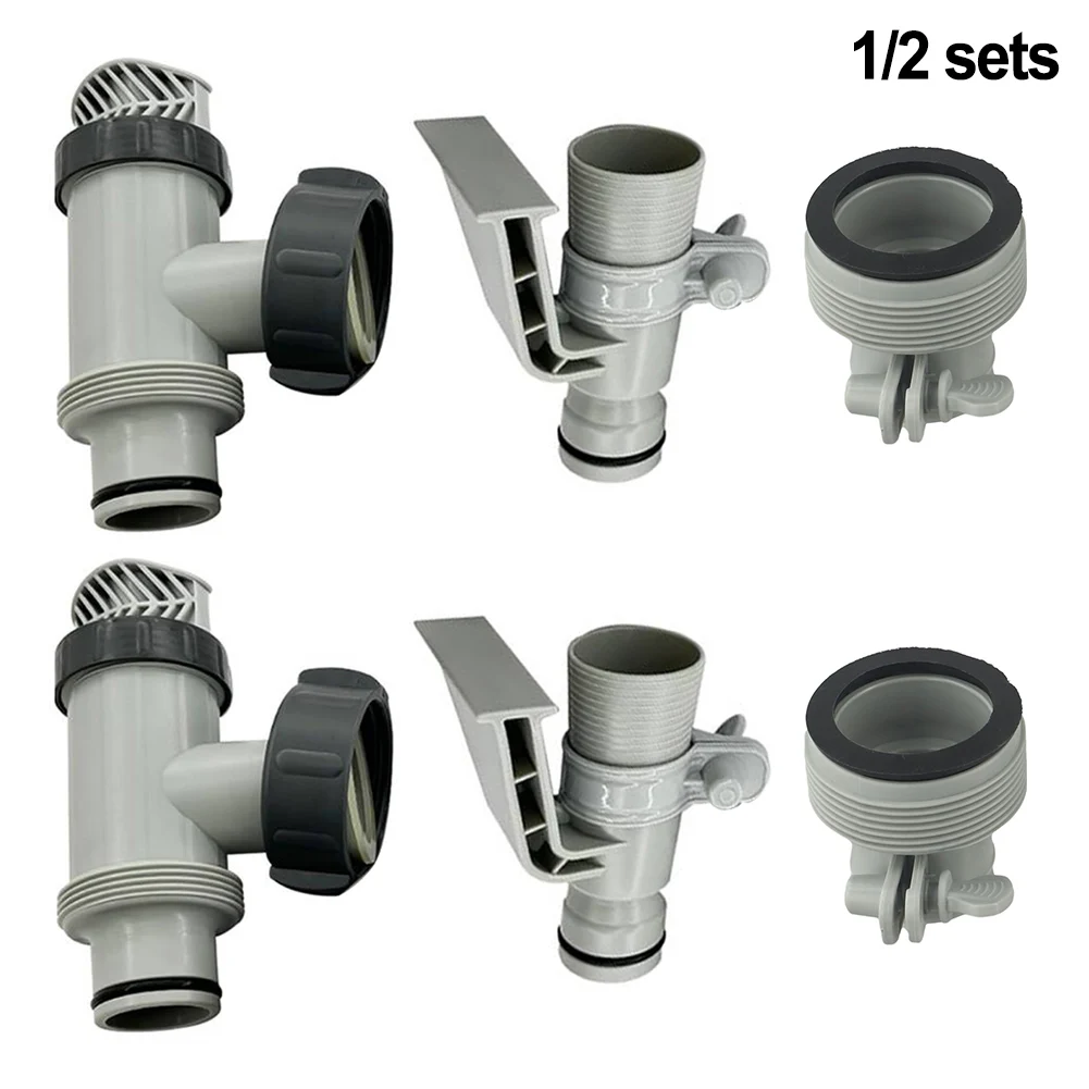 For Above Ground Pool Hose Adapter Set with Plunger Valves Designed for Seamless Integration with Sand Filter Pumps