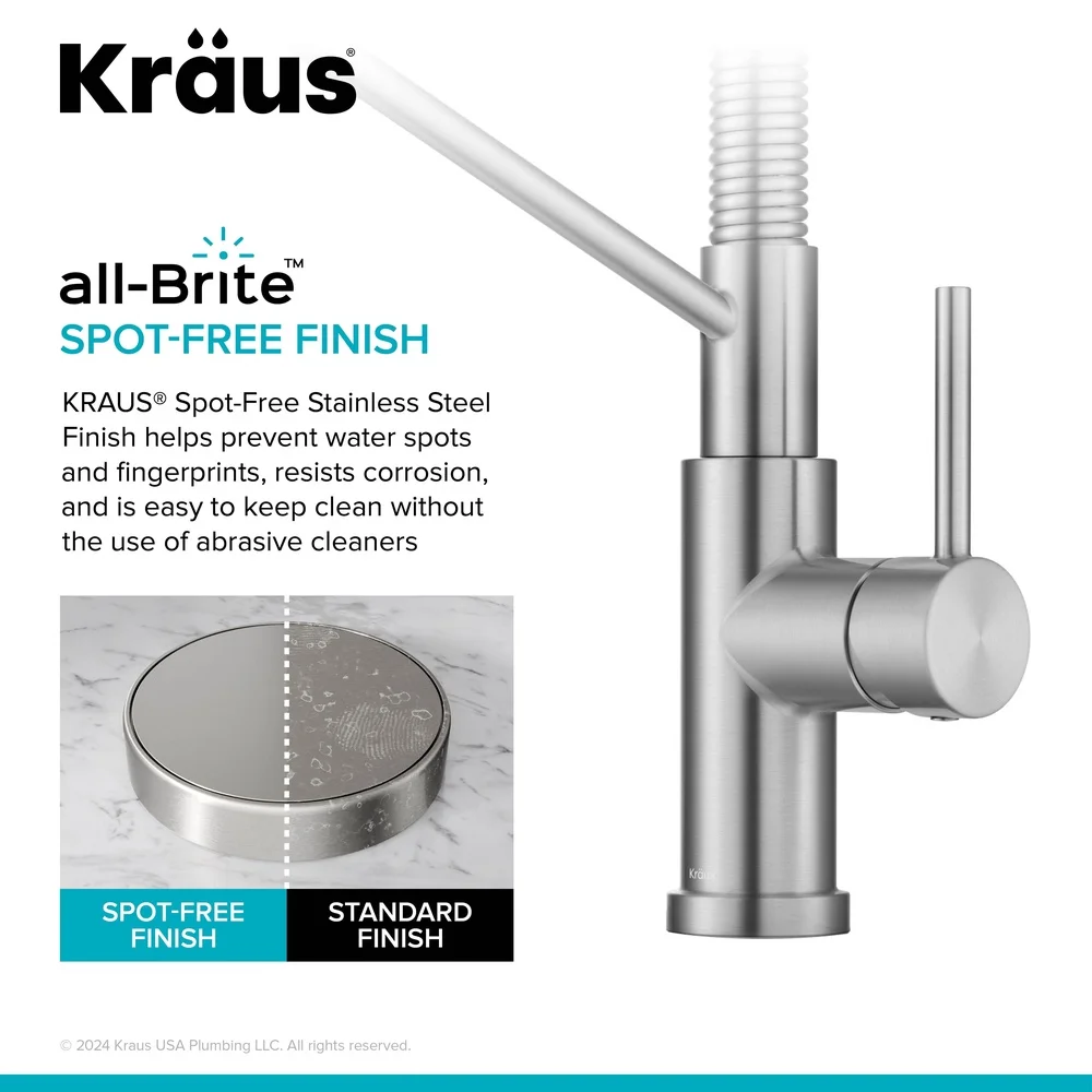 Commercial Style Pull-Down Kitchen Faucet Spot-Free Stainless Steel Single Handle 360 Degree Swivel Sprayhead Easy Installation