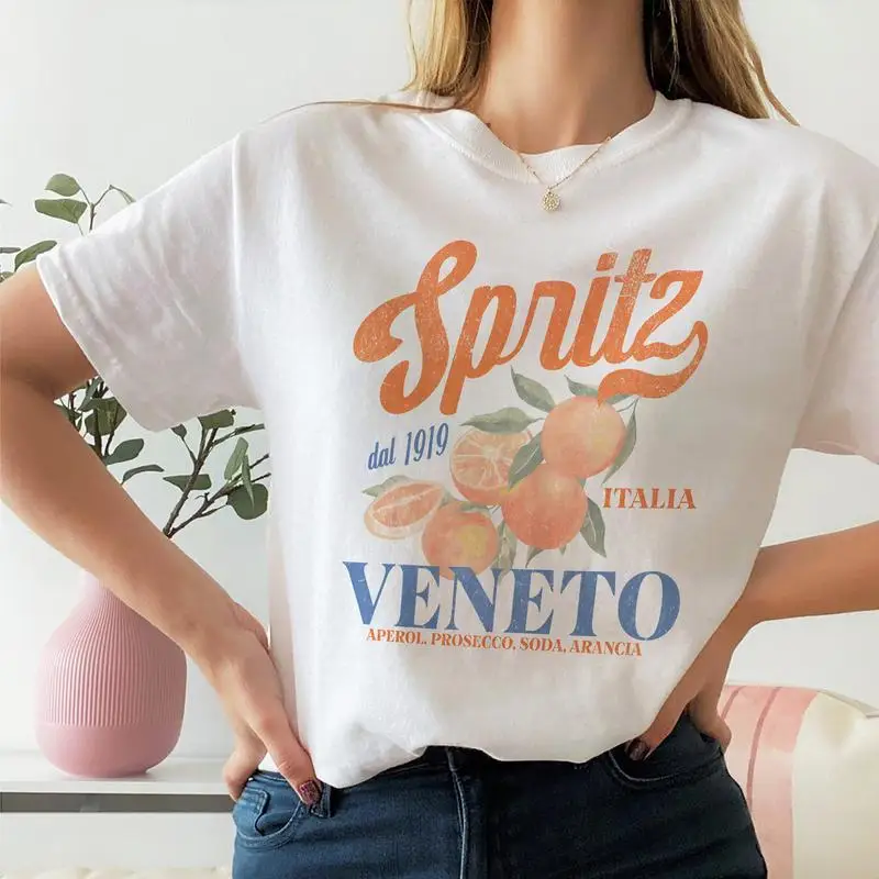 

Spritz Veneto Italia Graphic T-Shirt Women’s Vintage Summer Outfit Cotton Tee for Vacation or Brunch Look