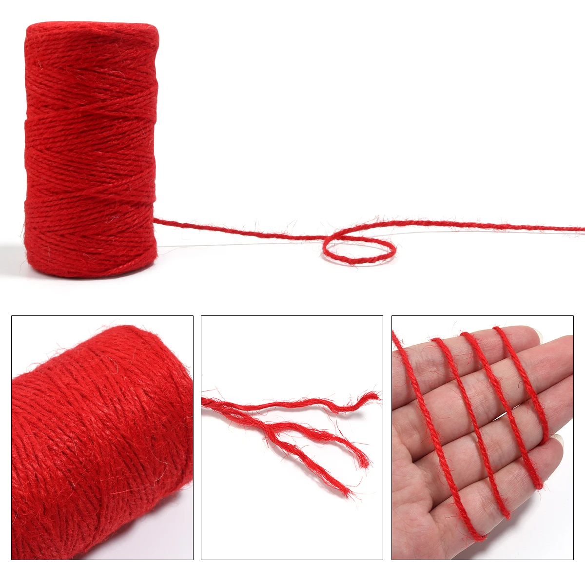 2mm Three strands Colorful Natural Vintage Jute Rope Cord String Twine Burlap Ribbon For Gift Wrap DIY Wedding Party Decoration