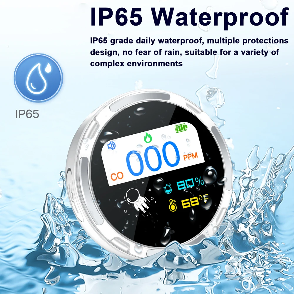 CO Detector Portable Carbon Monoxide Tester Multifunctional Temperature Humidity Meter IP65 Household Air Quality Meter