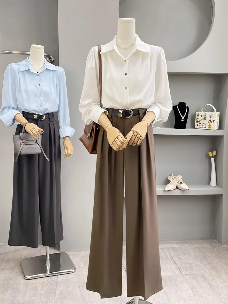 White Long Sve Women's irt Profional Commute Spring New Design Sensation Small ence High End Feeling Top Women