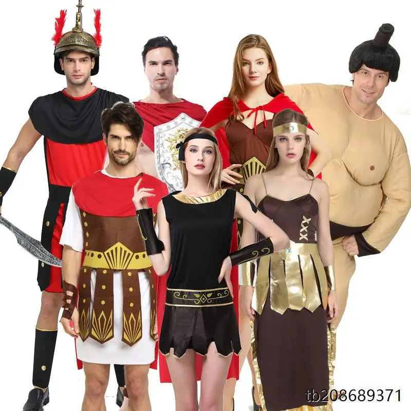 loween Costume adulto Gladiatore Guerriero Tuta da performance di ruolo Versione da uomo Abito da soldato romano antico