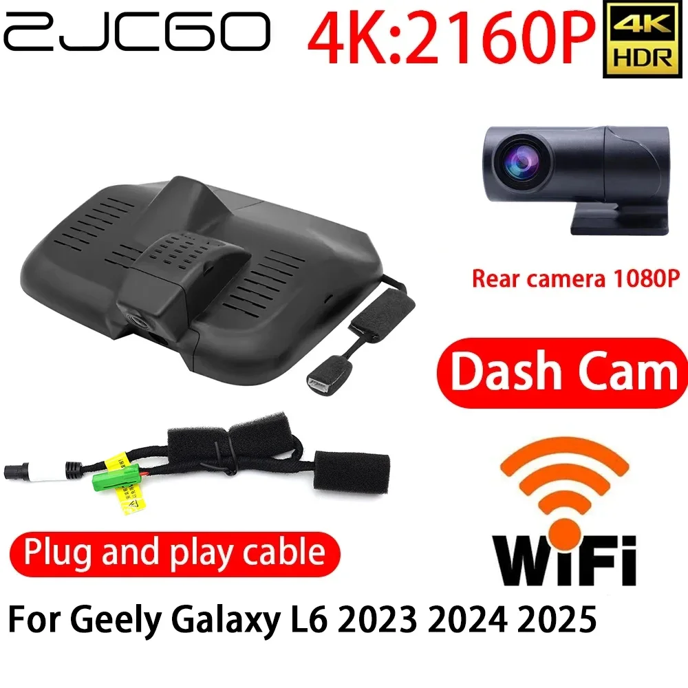 

ZJCGO 4K DVR Dash Cam Wifi Front Rear Camera 24h Monitor For Geely Galaxy L6 2023 2024 2025