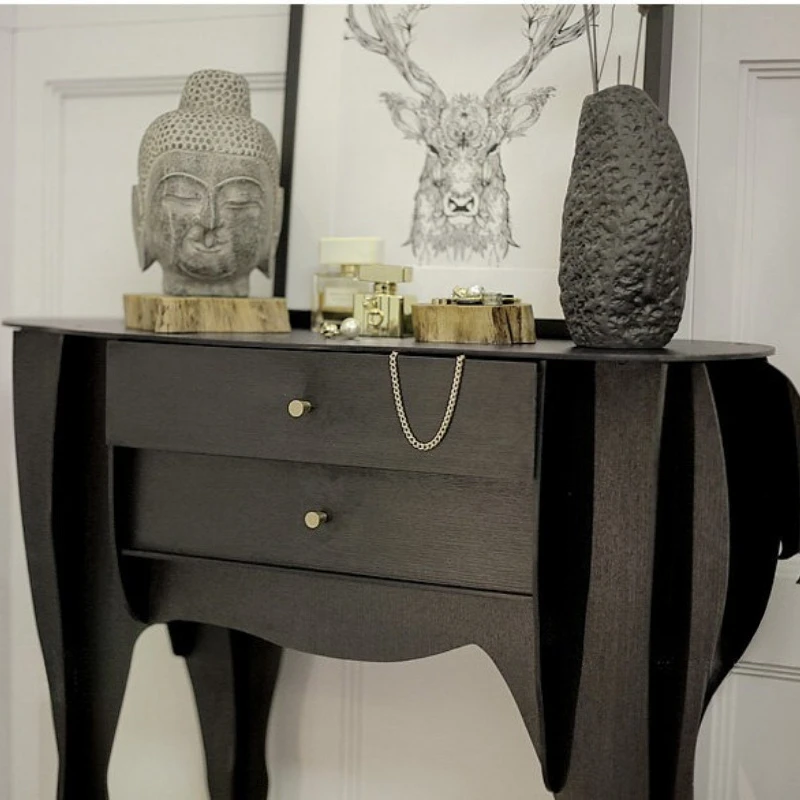 Nordic Designer Hallway Console Entryway Cabinet Luxury Sofa Side Table Living Room Solid Wood Creative Corner Table XL Pro