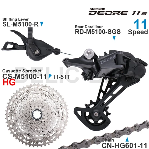 二輪車用ギアセット,SHIMANO-DEORE 11ギア,SL-M5100シフター,RD-M5100リアディレイラー,RD-M6100カセット,51トン,mtb用チェーンパーツ