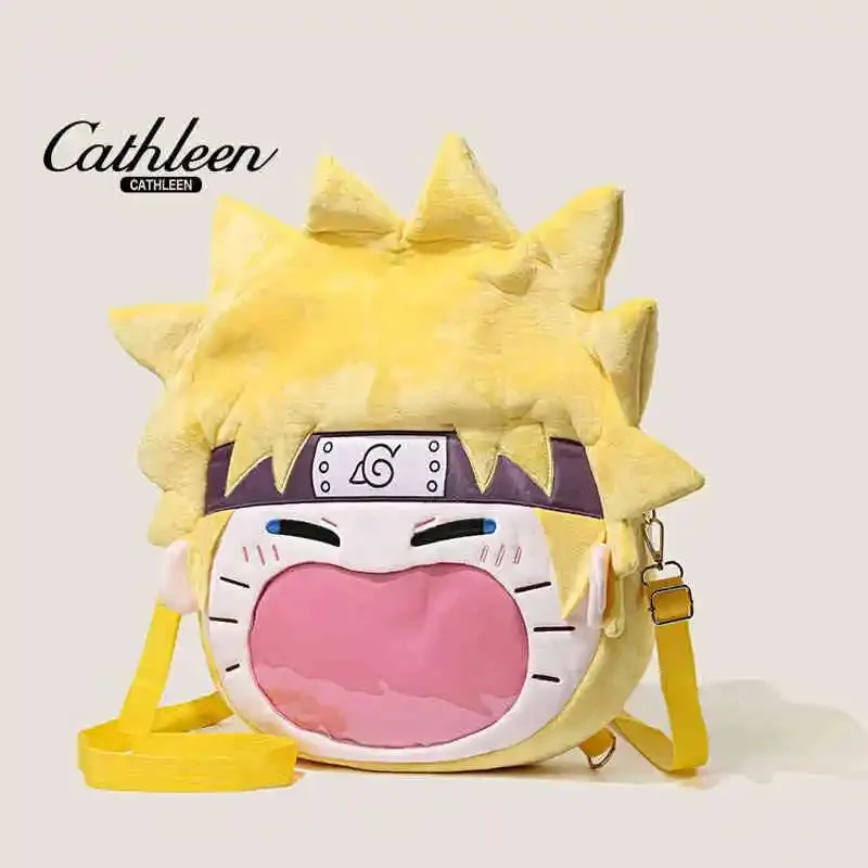 NARUTO Uchiha Sasuke Cos Big Mouth Pain Bag Uzumaki Naruto Haruno Sakura Peripheral Storage Plush Shoulder Crossbody Bag Gift