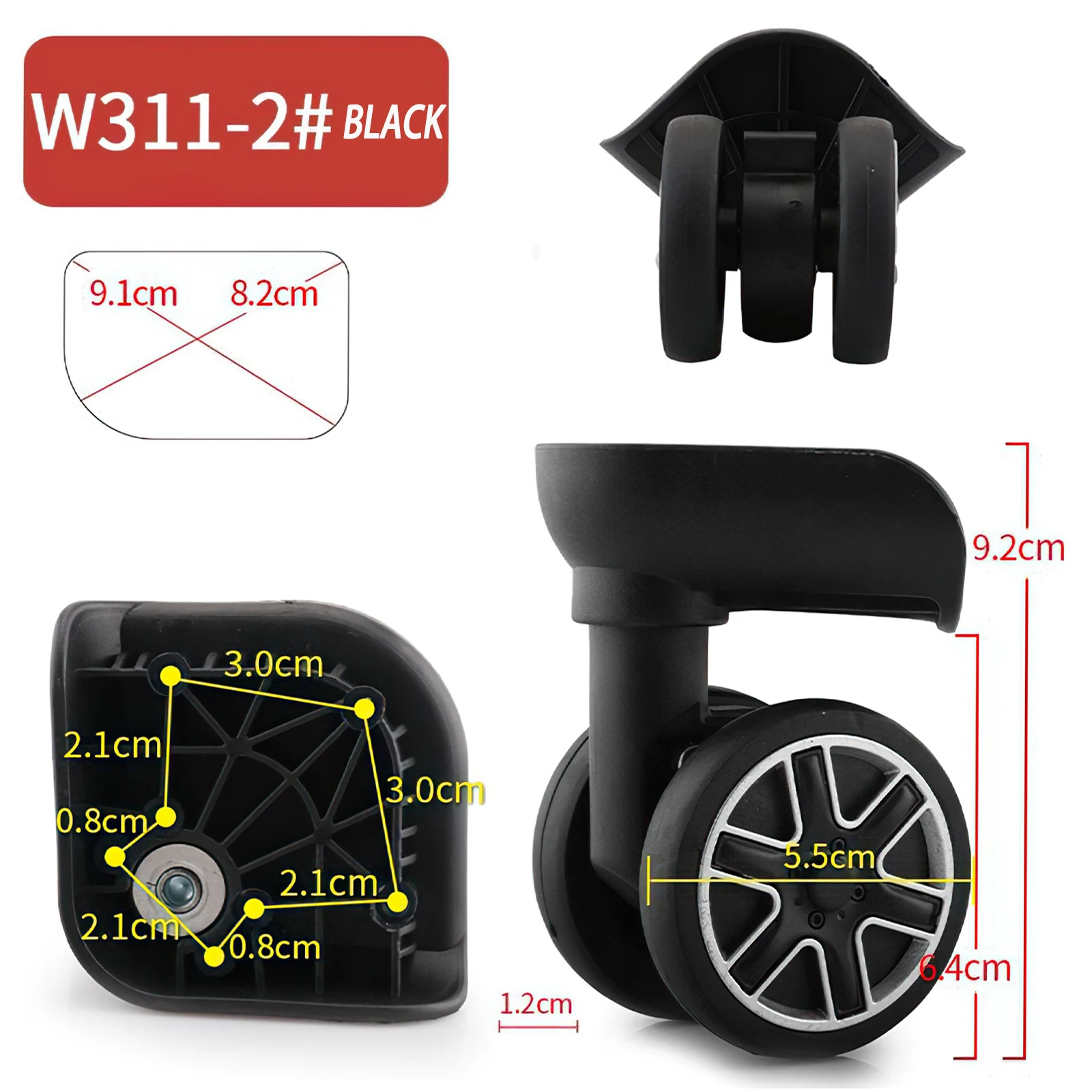 

W311-2Luggage Wheel Replacement Luggage Wheel Mute Parts Suitcases Trolly Universal Wheel Spinner Replaceable Caster Accessories