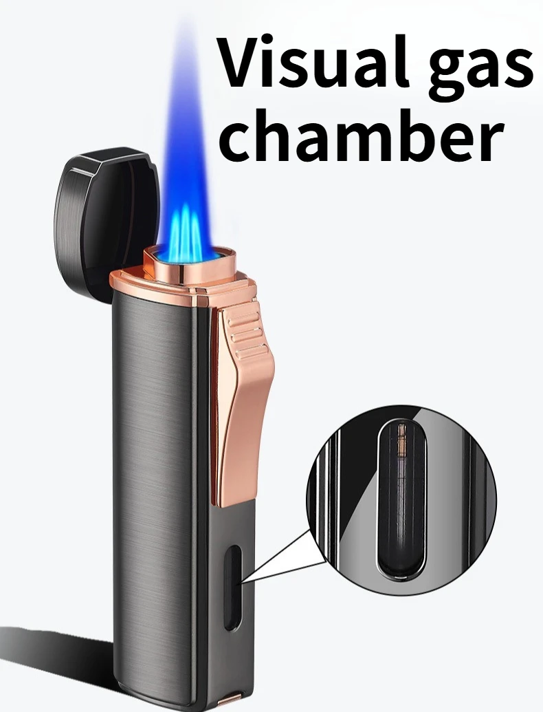 Multi-functional Powerful Three-flame Blue Flame Lighter Cross-nozzle Ignition Cigar Men's High-end Gift Cigarette Accessories