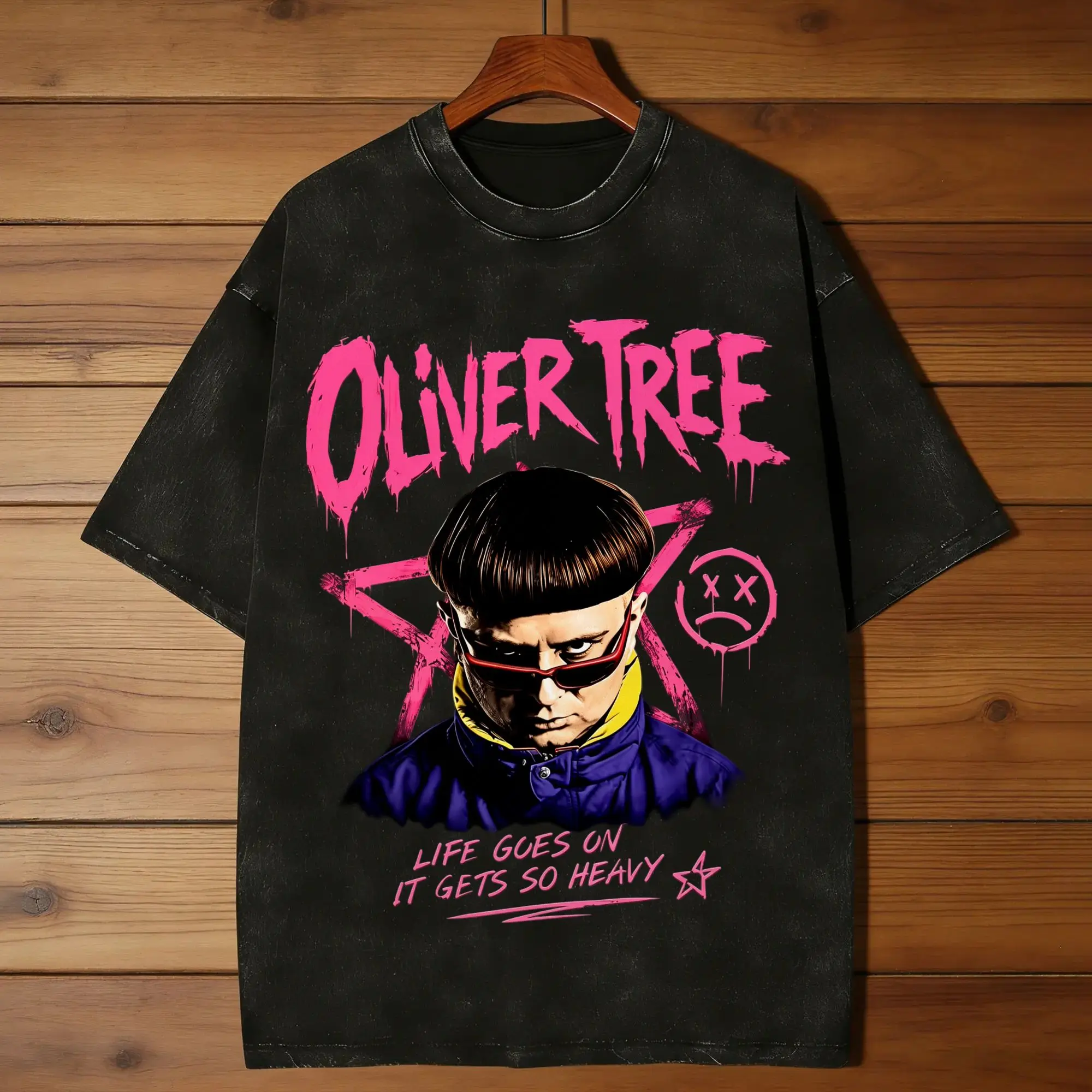 Oliver Tree Memorial  Life Goes On Anyway Men's T Shirt Washed  Casual Tee Shirt Short Sleeve 100% Cotton New Arrival Clothing
