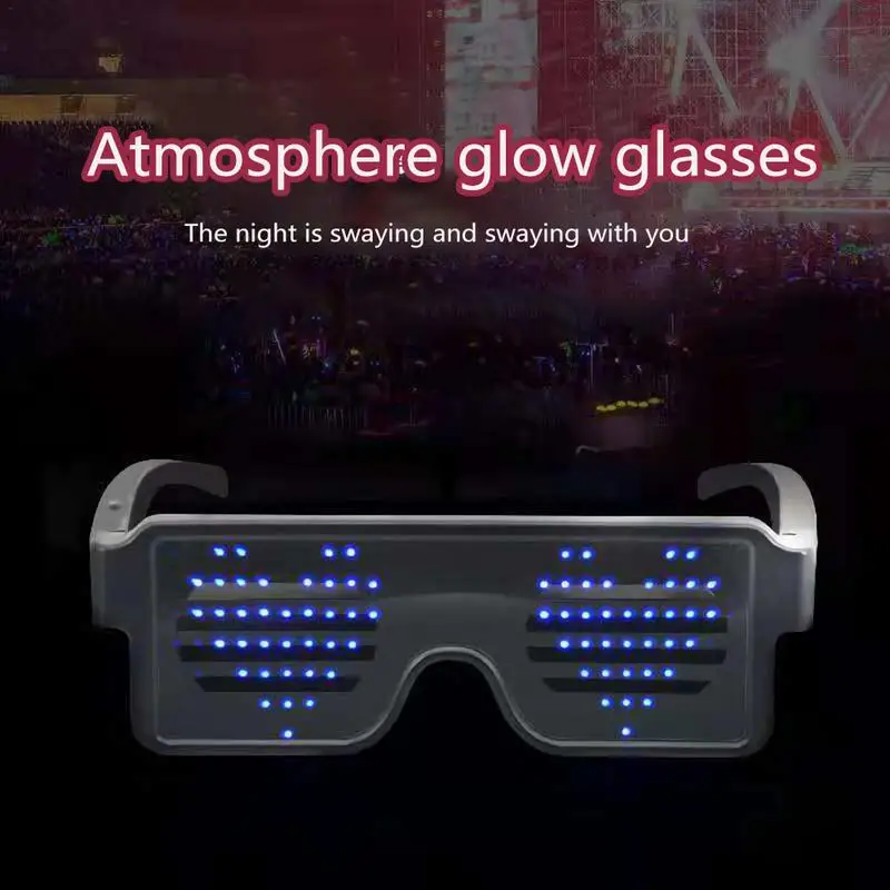 Unique LED Glasses USB Recharging Glasses with 10 Changeable Patterns Halloween Neon Toys New Years Party Favors