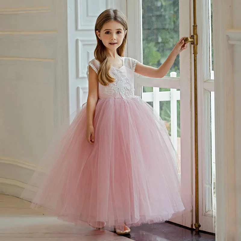 Summer New Girls' Stylish Princess Puffy Dress Birthday Dress Children's Embroidered Bow Elegant Princess Dress