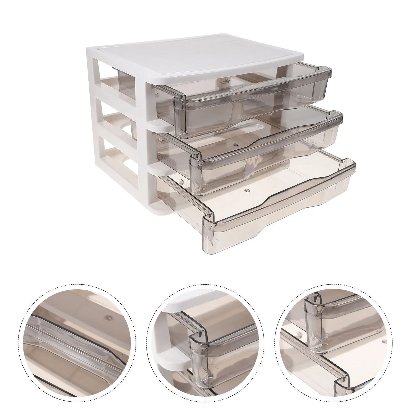 

Drawer Style Storage Case 3 Layers Makeup Organizer Box for Desk Toiletries Stationery Display Container