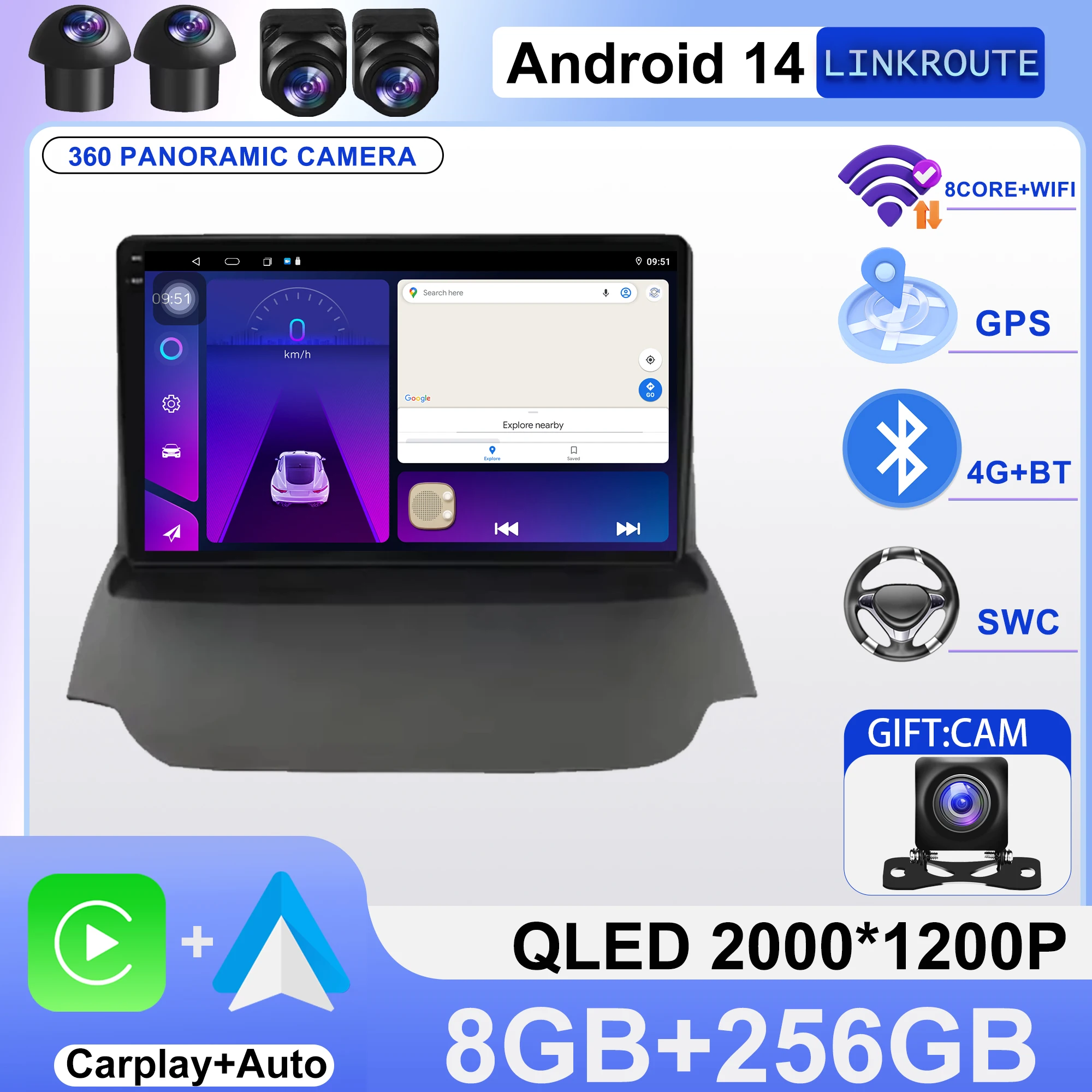 

For Ford Ecosport 2013 - 2017 Android 14 Car Radio Multimedia Video Player Navigation GPS Nowifi Built-in Wireless Carplay
