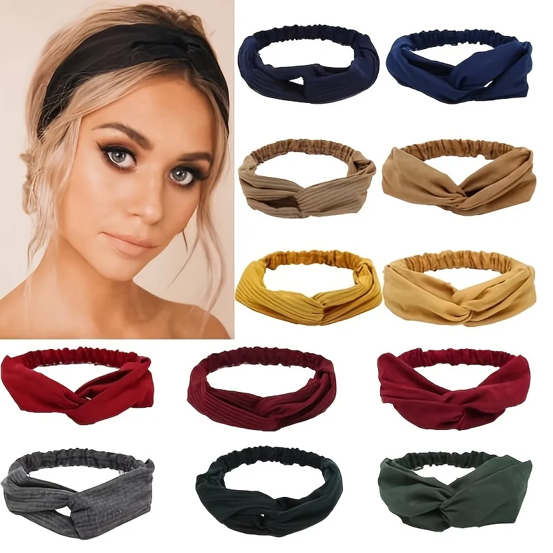 Women\'s summer headband trendy fashion cute cross knot headscarf elastic headband soft girl\'s headband hair accessories