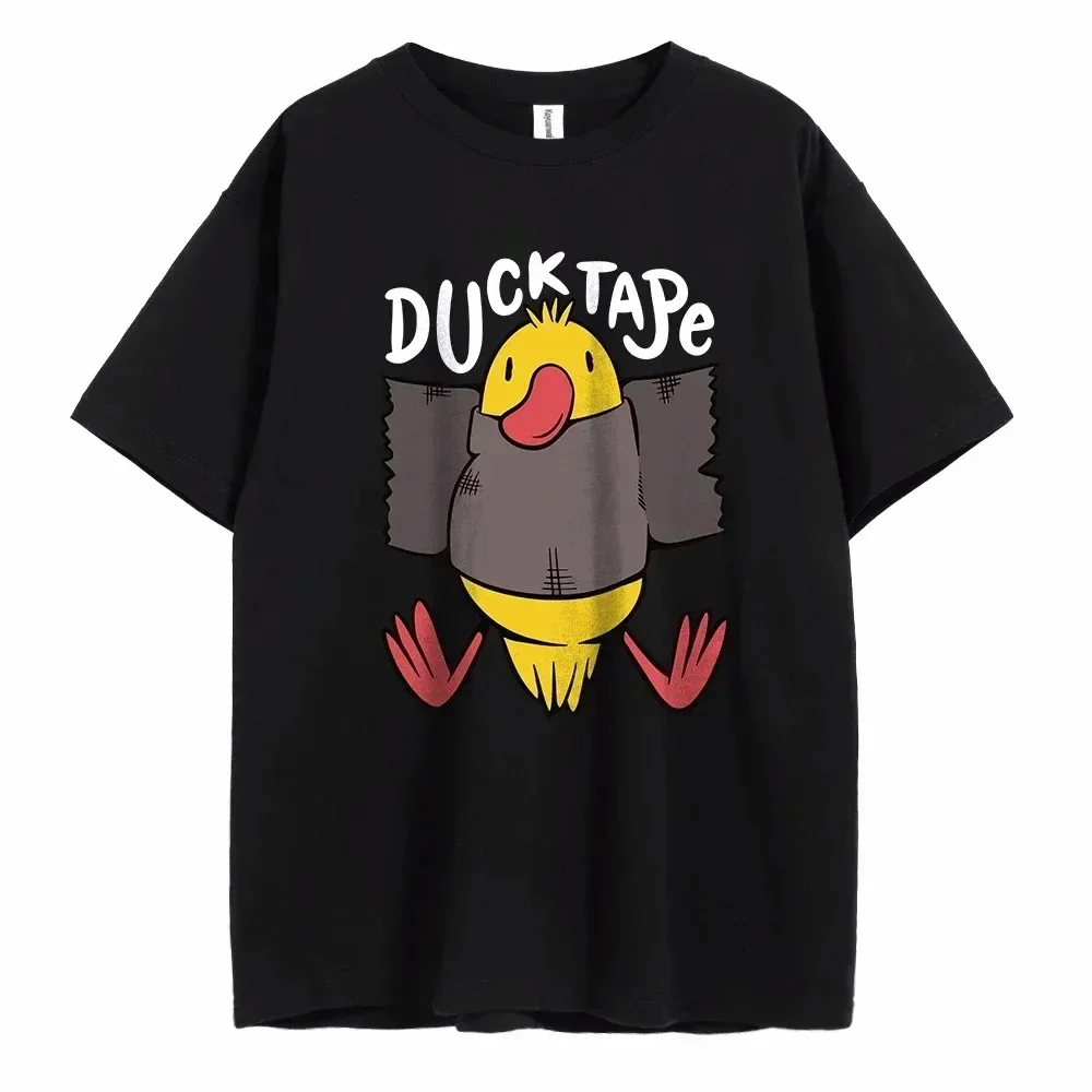 Duck Tape Printing Man T-Shirt Collar Short Sleeve  Men's women Clothing for Summer Casual T Shirt Fashion Trend T-Shirt