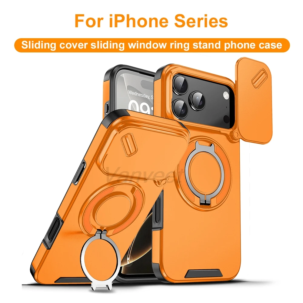 360 °   Drehbarer Ständer Hartschalen-Handyhülle für iPhone 17 Pro Max 17 16 15 14 13 12 11 Air 16E Cover Funda Luxus Magnetische Saughülle