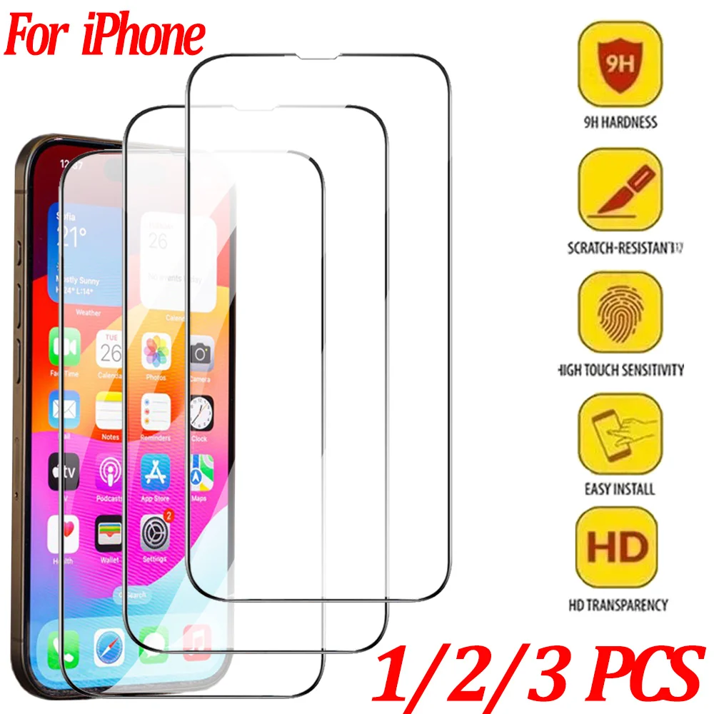 

Tempered Glass For iPhone 17 16e 13 14 15 16 Pro Max Screen Protector Film iPhone 11 12 13 Mini Pelicula iPhone 16 Pro Max Glass