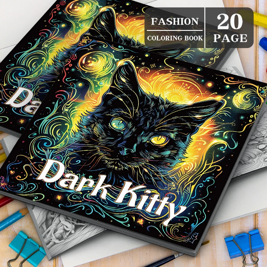 Art Coloring Book 20 Page Cartoon cat Adult Picture Book For Birthday Party Relieve Stress Kill Time Graffiti Painting Drawing
