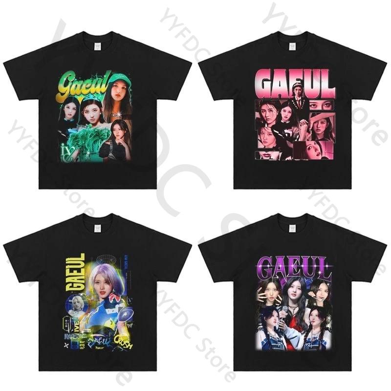 

New GAEUL T Shirt Streetwear Retro Trend Y2K T-shirt Women Men Summer Cotton Short Sleeve Tee Tops Kpop Fashion Fans Clothes