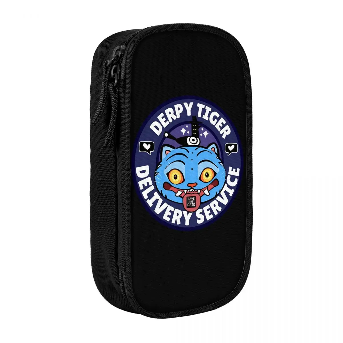 النمر الأزرق مع الصديق الصغير الذي يقدم رسالة حفظ التاريخ مقلمة شيطان الصيادين مقلمة مدرسية حقيبة أقلام رصاص