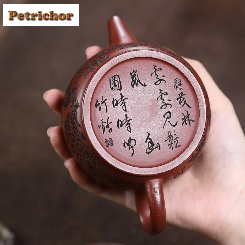 260 مللي ييشينغ أباريق الشاي الطين الأرجواني اليدوية وعاء عيار كبير الخام الخام الأحمر الإنحدار الطين الشاي تخمير غلاية مع مصفاة شاي زيشا #6