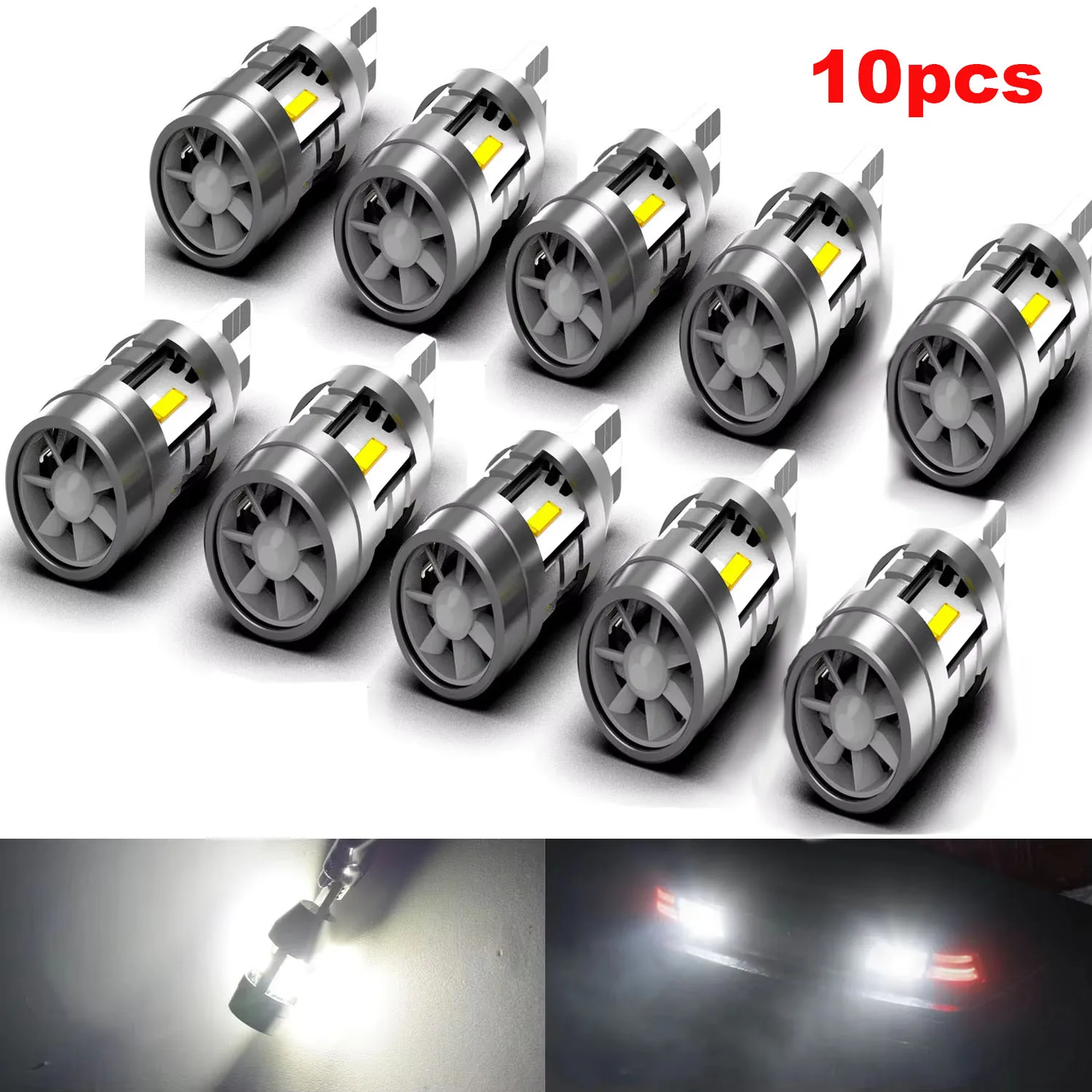 10pcs Katur T15 W16W T16 Led Bulb with Fan Super Bright Super Led Reverse Auto T16 Bulbs 921 912 Auto Car Light Canbus No Error